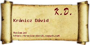 Kránicz Dávid névjegykártya